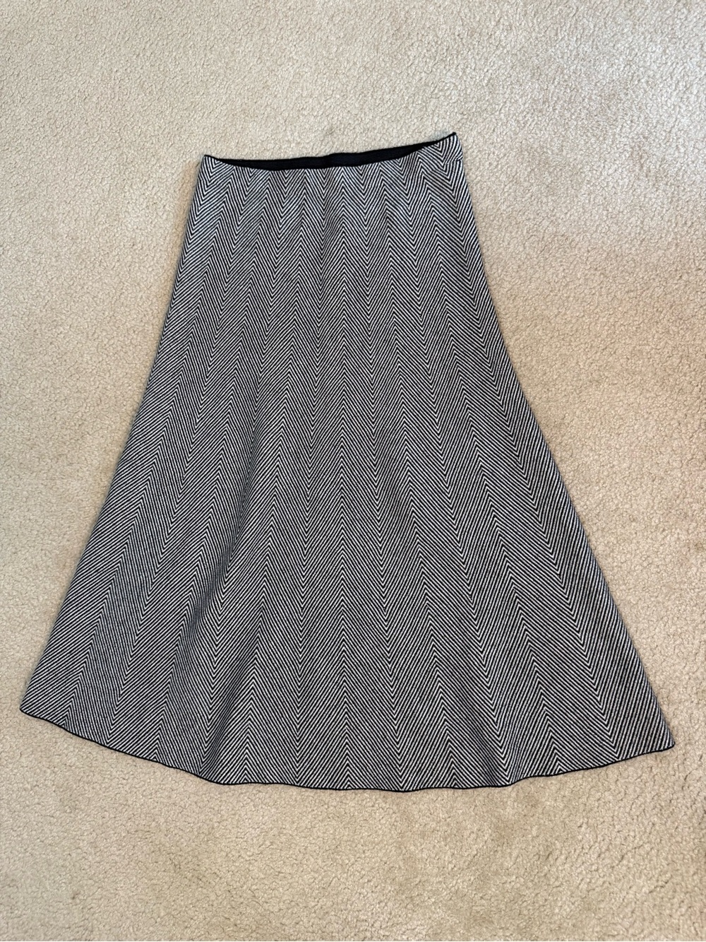 Black and White Chevron A-Line Skirt